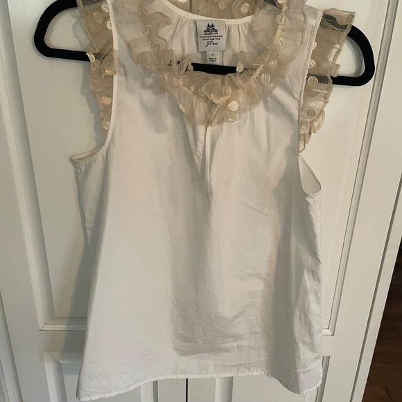 J. Crew Thomas Mason Blouse With Tulle Ruffle Trim 4. - Picture 5 of 6